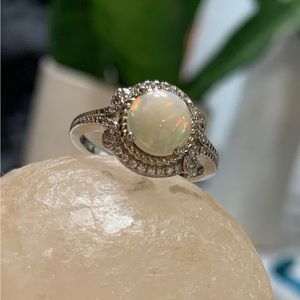 SALE! Genuine 2.6ct Opal & Genuine Sapphire Ring
